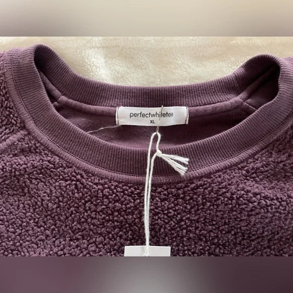 NWT Ziggy-Plum-reverse fleece shrunken crew neck sweatshirt - Picture 6 of 7